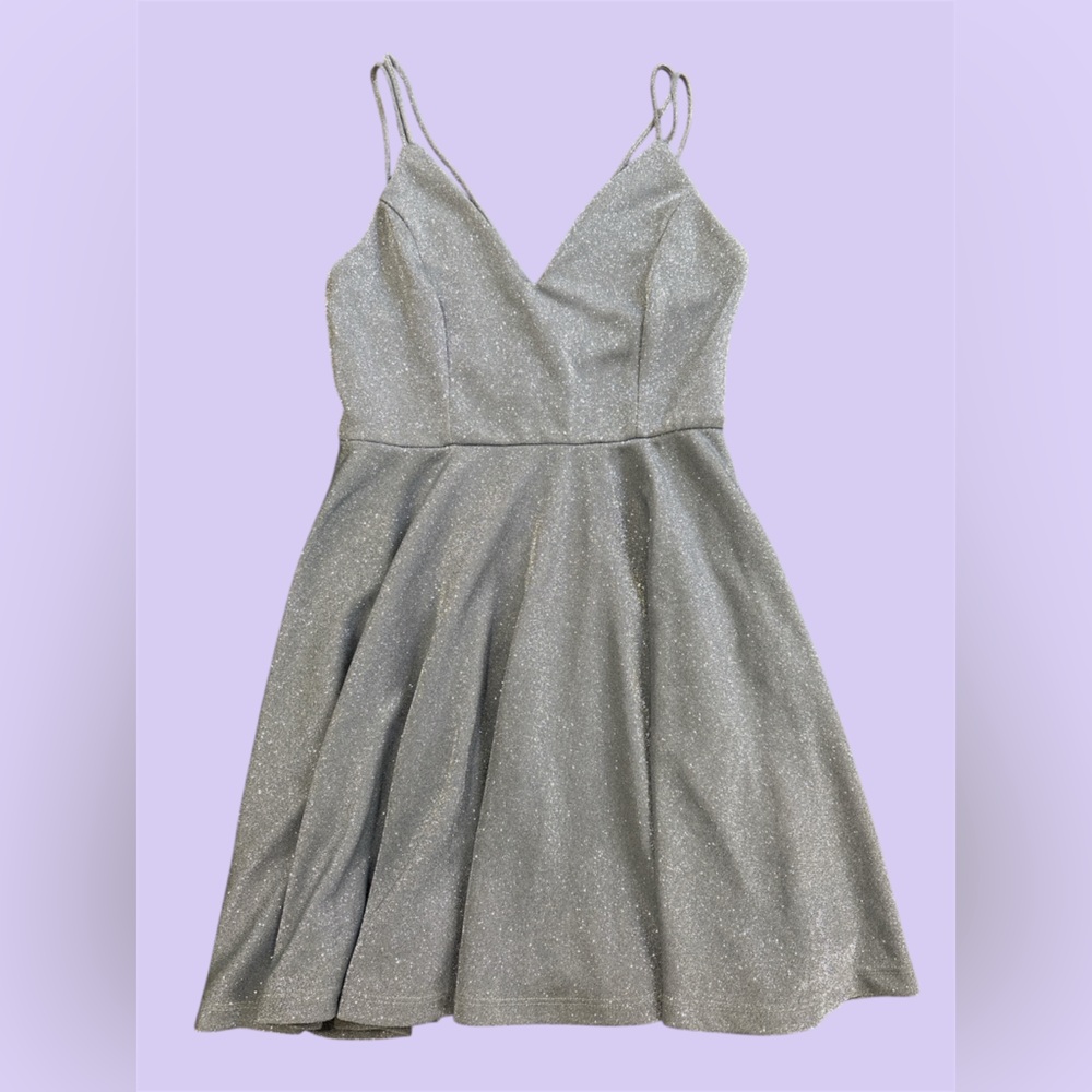 Shimmery strappy back skater dress